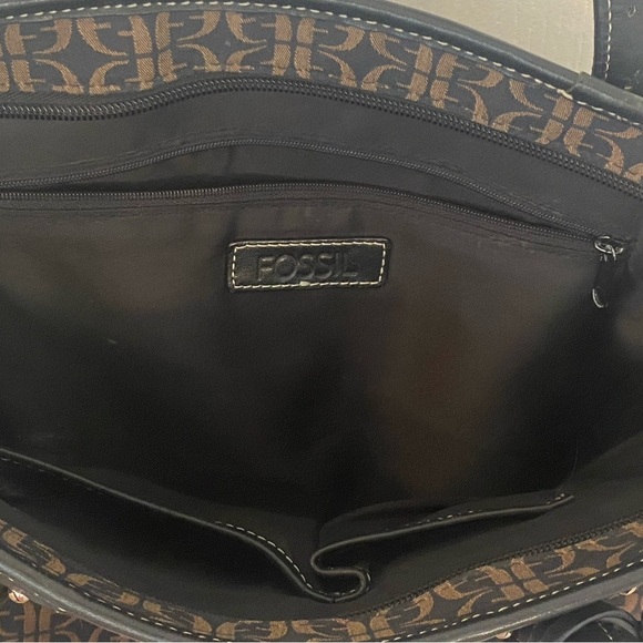 Fossil Signature Canvas and Leather Monogram Print Tote - Picture 6 of 8